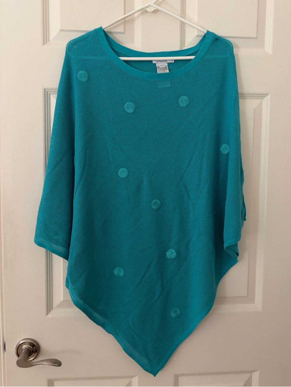 Chico's Open-Stitch Sweater Poncho in Teal